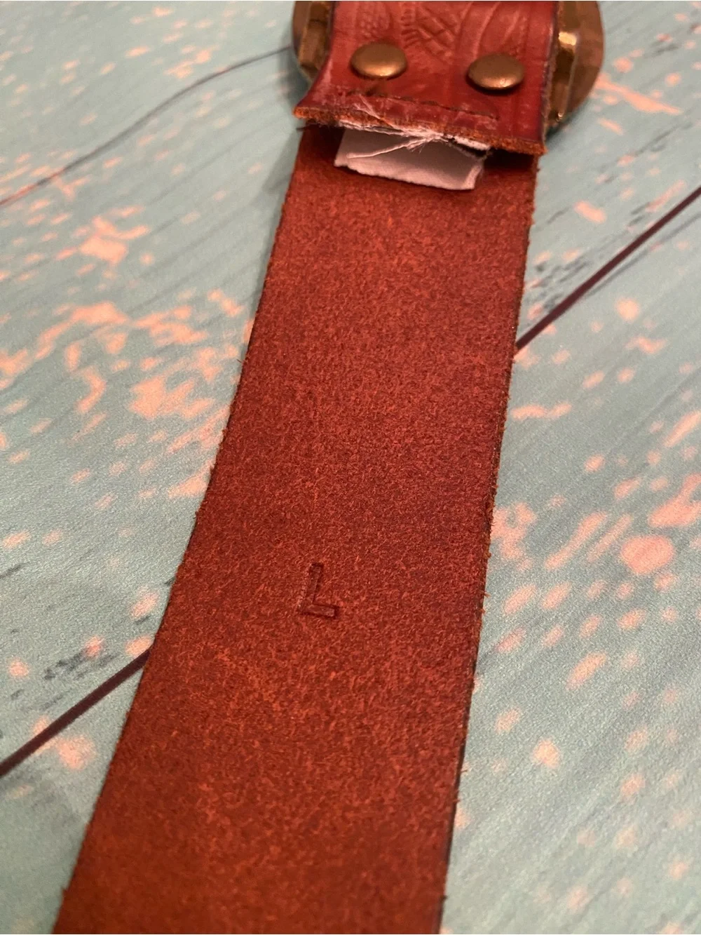 J. Crew Brown Leather Belt with Hammered Brass Buckle - Picture 4 of 14
